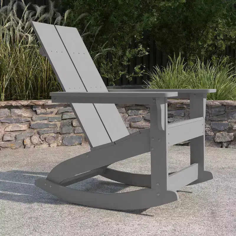 Merrick Lane Wellington UV Treated All-Weather Polyresin Adirondack Rocking Chair for Patio, Sunroom, Deck and More