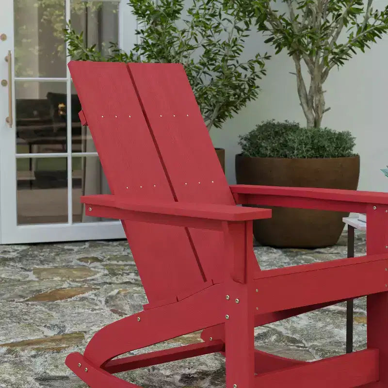 Merrick Lane Wellington UV Treated All-Weather Polyresin Adirondack Rocking Chair for Patio, Sunroom, Deck and More
