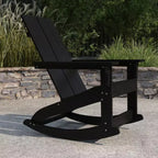 Merrick Lane Wellington UV Treated All-Weather Polyresin Adirondack Rocking Chair for Patio, Sunroom, Deck and More