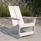 Merrick Lane Wellington UV Treated All-Weather Polyresin Adirondack Rocking Chair for Patio, Sunroom, Deck and More