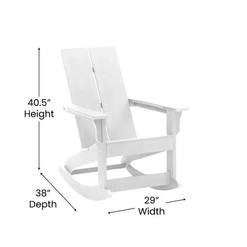 Merrick Lane Wellington UV Treated All-Weather Polyresin Adirondack Rocking Chair for Patio, Sunroom, Deck and More