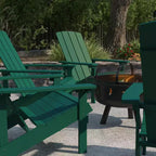 Merrick Lane Ayala 5 Piece Outdoor Leisure Set with Set of 4 Poly Resin Adirondack Chairs and Star and Moon Iron Fire Pit