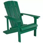 Merrick Lane Ayala 5 Piece Outdoor Leisure Set with Set of 4 Poly Resin Adirondack Chairs and Star and Moon Iron Fire Pit