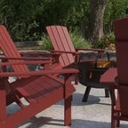 Merrick Lane Ayala 5 Piece Outdoor Leisure Set with Set of 4 Poly Resin Adirondack Chairs and Star and Moon Iron Fire Pit