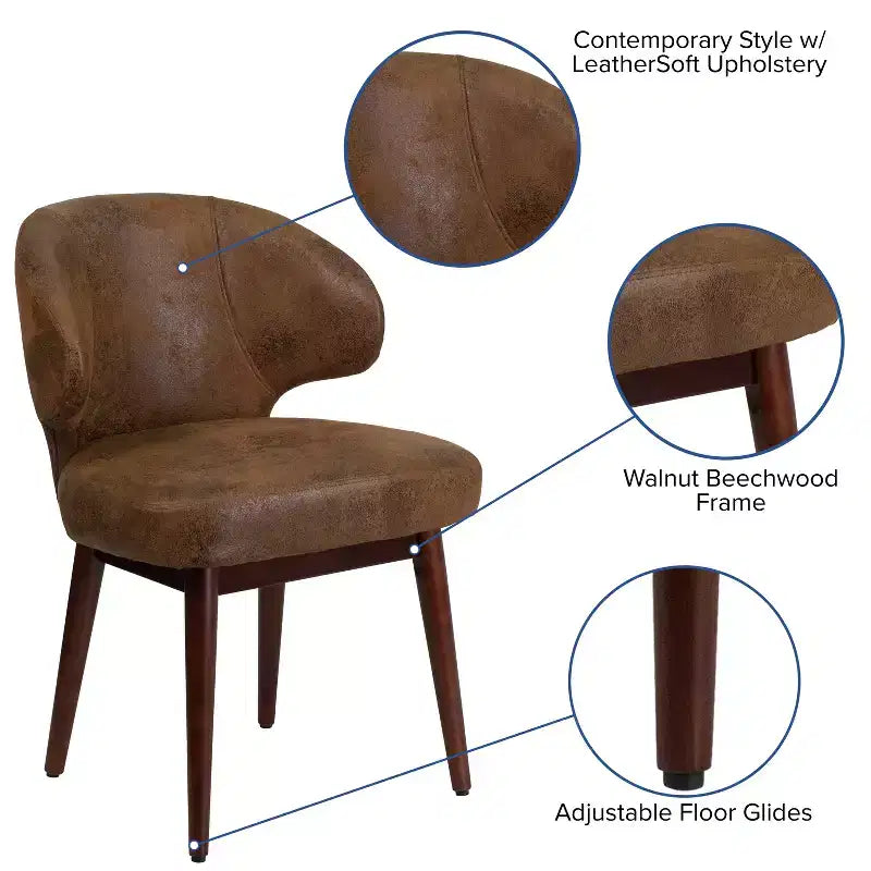 Merrick Lane Upholstered Accent Chair with Walnut Legs