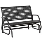 Outsunny 2-Person Outdoor Wicker Glider Bench Patio Garden PE Rattan Swing Loveseat Chair with Extra Wide Seat and Curved Backrest Dark Gray