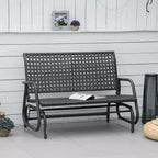 Outsunny 2-Person Outdoor Wicker Glider Bench Patio Garden PE Rattan Swing Loveseat Chair with Extra Wide Seat and Curved Backrest Dark Gray