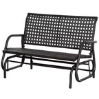 Outsunny 2-Person Outdoor Wicker Glider Bench Patio Garden PE Rattan Swing Loveseat Chair with Extra Wide Seat and Curved Backrest Dark Gray