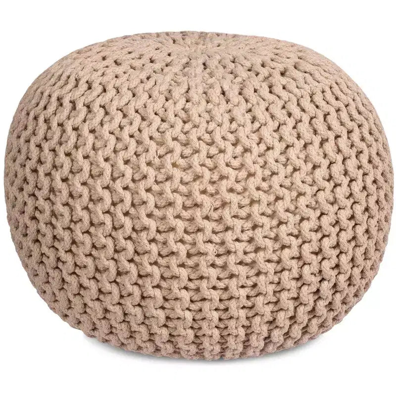 BirdRock Home Round Pouf Foot Stool Ottoman - Natural