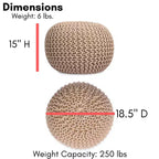 BirdRock Home Pouf Tondo Poggiapiedi Ottomano - Naturale