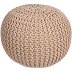 BirdRock Home Pouf Tondo Poggiapiedi Ottomano - Naturale