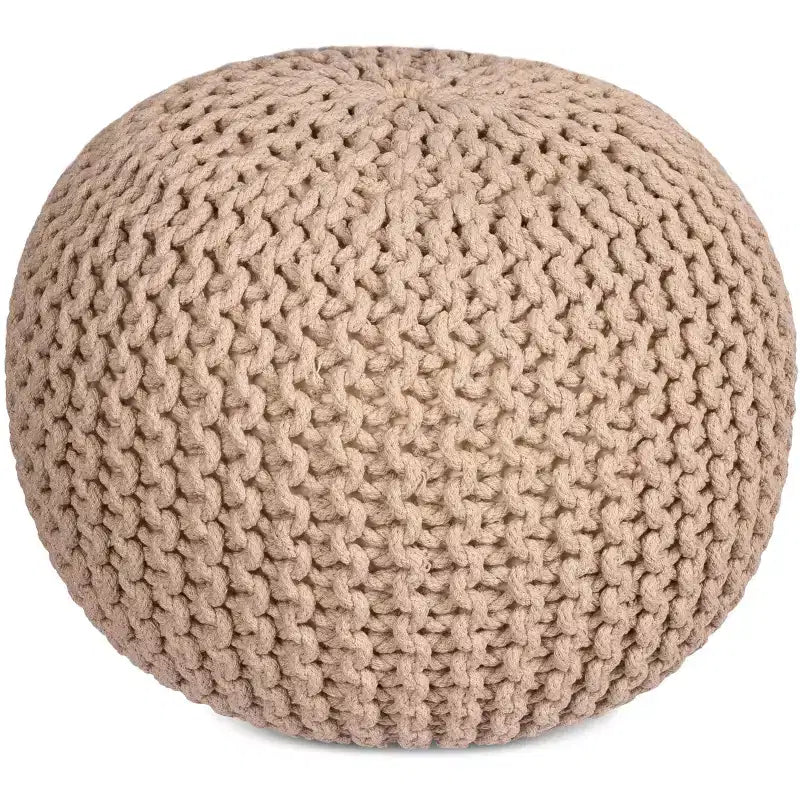 BirdRock Home Pouf Tondo Poggiapiedi Ottomano - Naturale