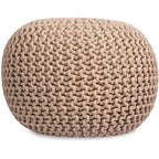 BirdRock Home Pouf Tondo Poggiapiedi Ottomano - Naturale