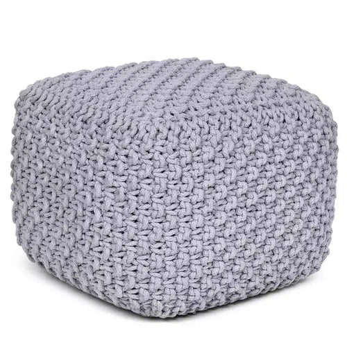 BirdRock Home Square Pouf Foot Stool Ottoman for Living Room & Bedroom - Grey