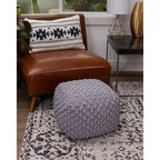 BirdRock Home Square Pouf Foot Stool Ottoman for Living Room & Bedroom - Grey