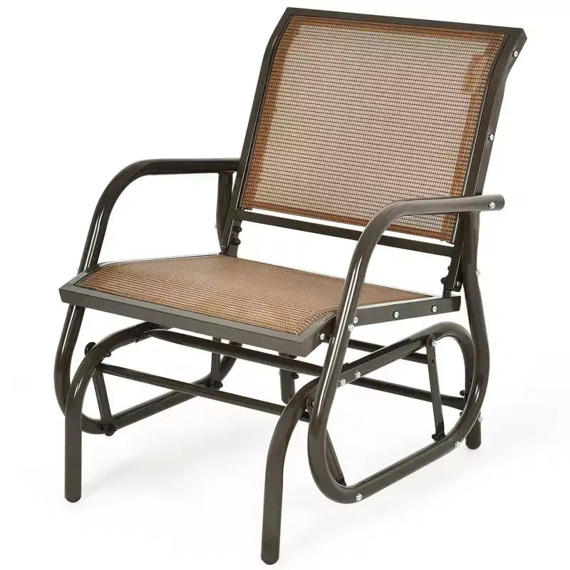 Costway 2PCS Patio Swing Glider Chair Single Rocking Chair Yard Outdoor Brown
