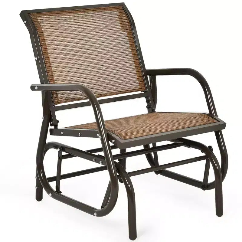 Costway 2PCS Patio Swing Glider Chair Single Rocking Chair Yard Outdoor Brown