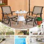 Costway 2PCS Patio Swing Glider Chair Single Rocking Chair Yard Outdoor Brown