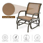 Costway 2PCS Patio Swing Glider Chair Single Rocking Chair Yard Outdoor Brown