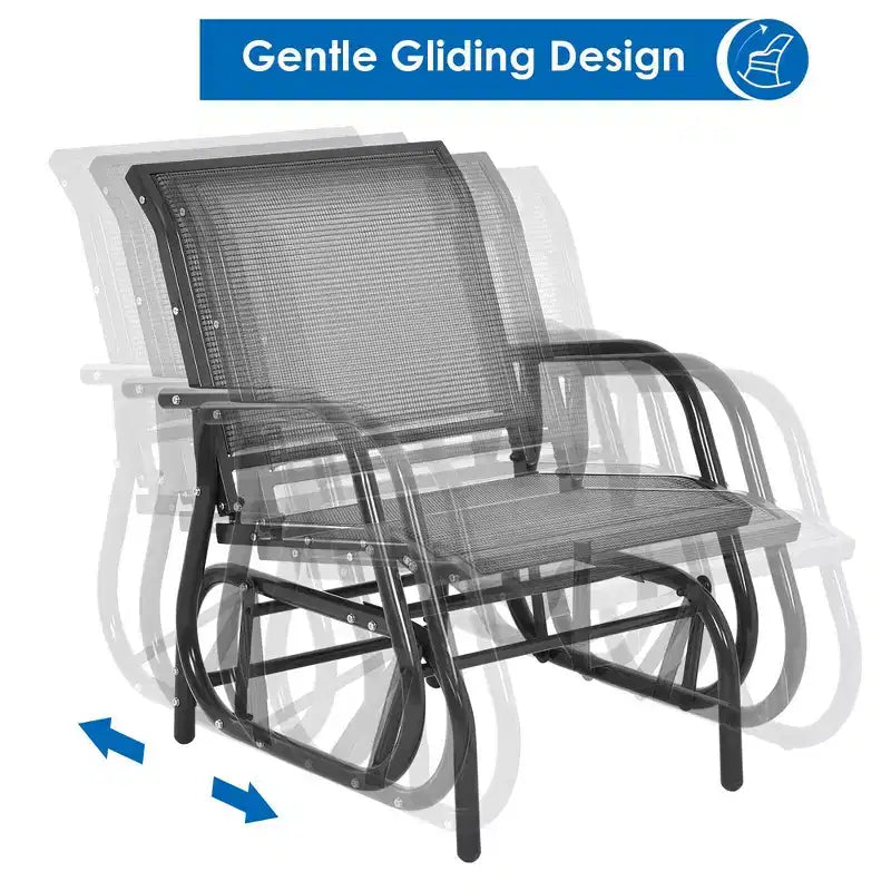 Costway 2PCS Patio Swing Glider Chair Single Rocking Chair Yard Outdoor Brown