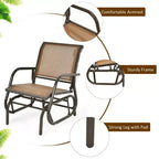 Costway 2PCS Patio Swing Glider Chair Single Rocking Chair Yard Outdoor Brown