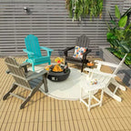 Costway Patio Folding Adirondack Chair Weather Resistant Cup Holder Yard