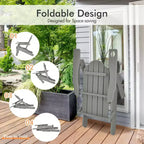 Costway Patio Folding Adirondack Chair Weather Resistant Cup Holder Yard