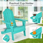Costway Patio Folding Adirondack Chair Weather Resistant Cup Holder Yard