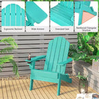 Costway Patio Folding Adirondack Chair Weather Resistant Cup Holder Yard