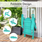 Costway Patio Folding Adirondack Chair Weather Resistant Cup Holder Yard