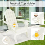Costway Patio Folding Adirondack Chair Weather Resistant Cup Holder Yard