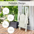 Costway Patio Folding Adirondack Chair Weather Resistant Cup Holder Yard
