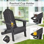 Costway Patio Folding Adirondack Chair Weather Resistant Cup Holder Yard
