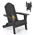 Costway Patio Folding Adirondack Chair Weather Resistant Cup Holder Yard