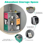 Costway 3-Tier Kid Storage Shelf Cubes w/3 Baskets Corner Cabinet Organizer Gray