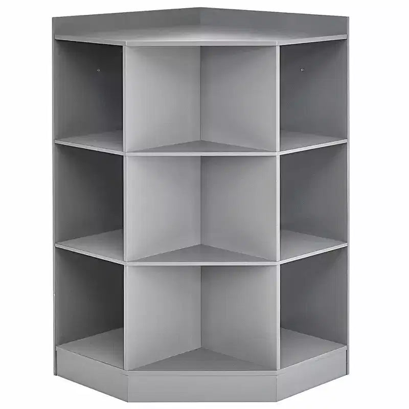 Costway 3-Tier Kid Storage Shelf Cubes w/3 Baskets Corner Cabinet Organizer Gray