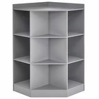 Costway 3-Tier Kid Storage Shelf Cubes w/3 Baskets Corner Cabinet Organizer Gray