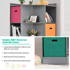 Costway 3-Tier Kid Storage Shelf Cubes w/3 Baskets Corner Cabinet Organizer Gray