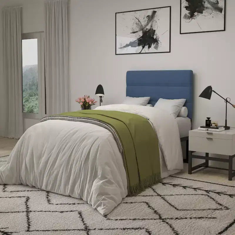 Merrick Lane Headboard with Tufted Upholstery and Powder Coated Metal Frame