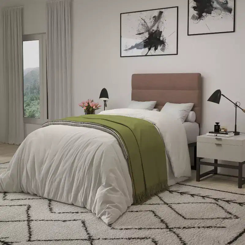 Merrick Lane Headboard with Tufted Upholstery and Powder Coated Metal Frame