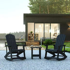 Flash Furniture Set of 2 Savannah All-Weather Poly Resin Wood Adirondack Rocking Chairs with Side Table