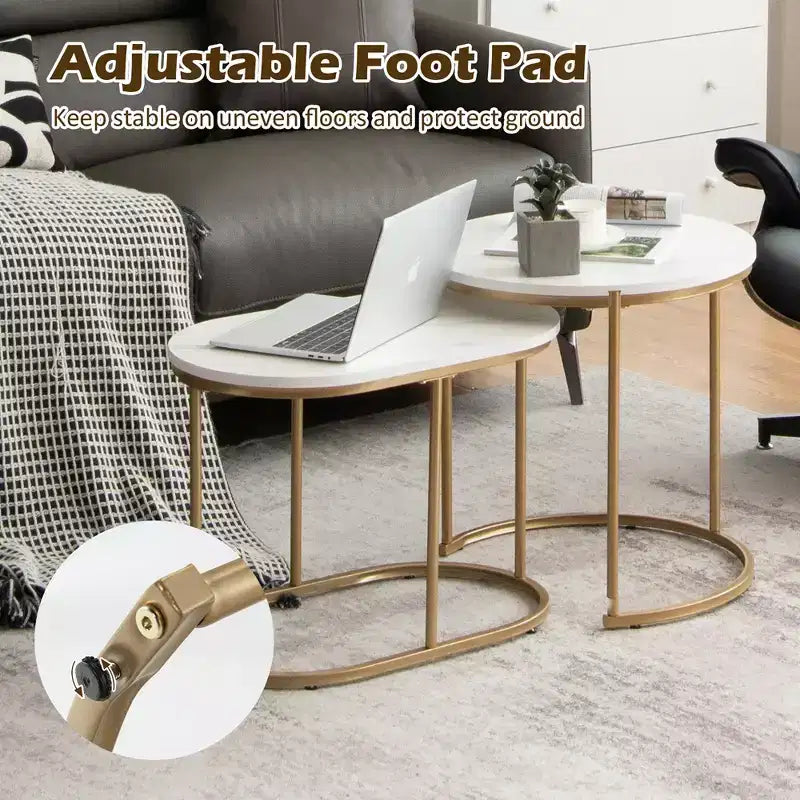 Tavolino da caffè impilabile Costway, set moderno di 2 tavolini da salotto