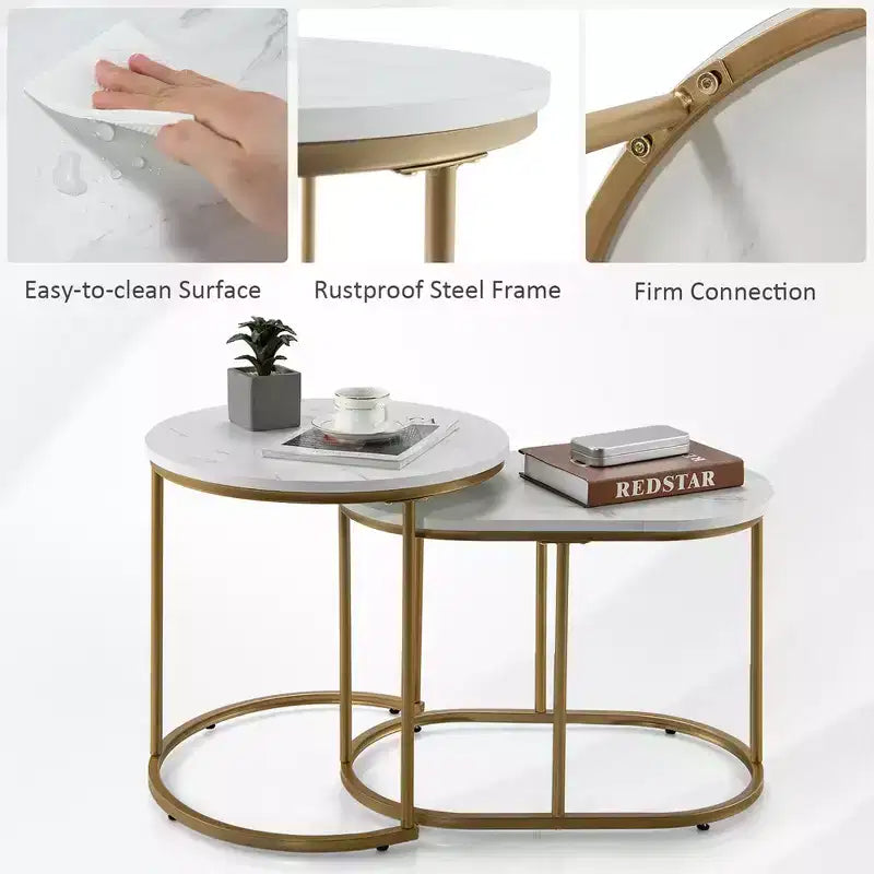 Tavolino da caffè impilabile Costway, set moderno di 2 tavolini da salotto