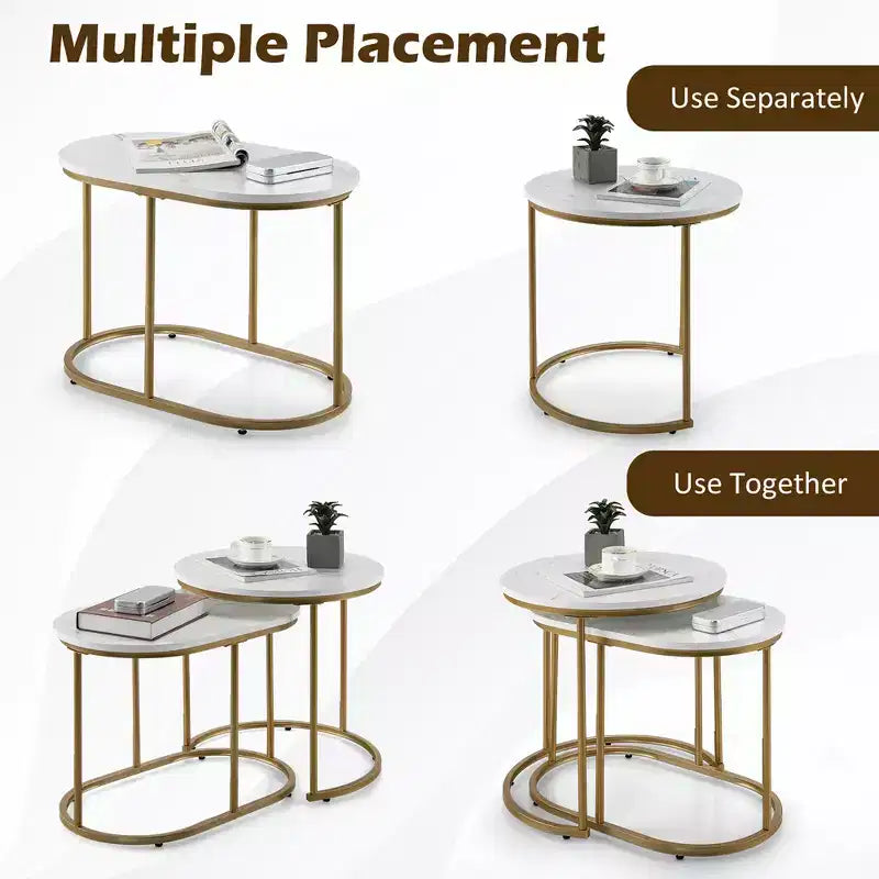 Tavolino da caffè impilabile Costway, set moderno di 2 tavolini da salotto