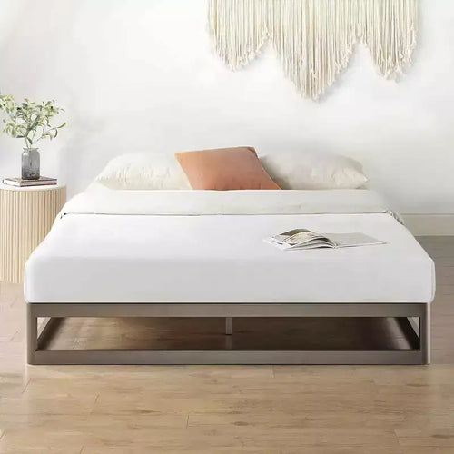 Best Price Mattress Base Letto a Piattaforma 9 Metallo Angoli Arrotondati Grigio