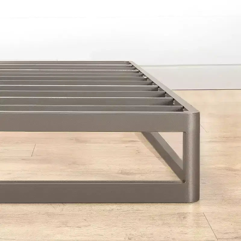 Best Price Mattress 9 Metal Round Corner Platform Bed Frame Gray