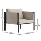 Flash Furniture Lea Sedia da Patio per Interni/Esterni con Cuscini - Sedia Moderna con Struttura in Acciaio e Tasche portaoggetti