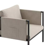 Flash Furniture Lea Sedia da Patio per Interni/Esterni con Cuscini - Sedia Moderna con Struttura in Acciaio e Tasche portaoggetti