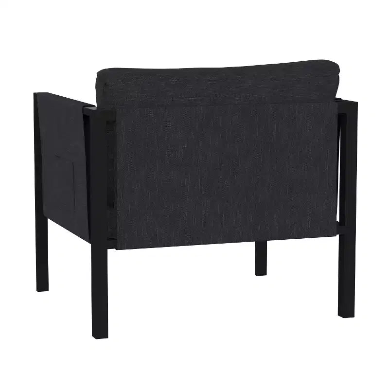 Flash Furniture Lea Sedia da Patio per Interni/Esterni con Cuscini - Sedia Moderna con Struttura in Acciaio e Tasche portaoggetti