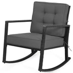Outdoor Rattan Rocking Chair with Cushion - WELLFOR